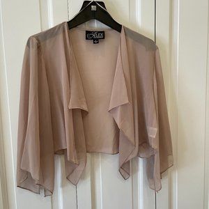 Short Bolero Shrug Jacket - Alex Evenings - Champagne Color, Size L - NWT
